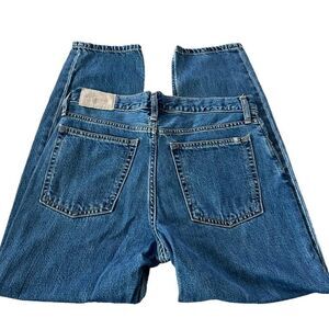 Everlane Womens Jeans Blue 25 Denim Organi Cotton Tapered Leg Pockets Button Fly